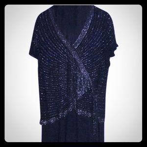 Navy blue dress with beading